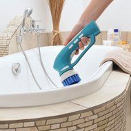 Metapo Power Scrubber PS200 with 2 Rechargeable Batteries, 4 Brushes and 1 Scouring Pad. Great for Bathroom, Shower...