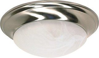 Nuvo Lighting 60/3201 One Light Interior Home Package Twist and Lock Flush Mount with Alabaster Glass, Brushed...