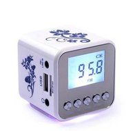 Blue and White Porcelain Card U Disk Mini Speaker Radio Audio Digital Display Alarm Clock Function