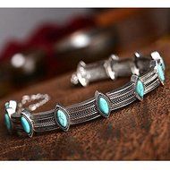 Vintage Bohemian Turquoise Bead Silver Collar Choker Necklace Ethnic Jewelry New N2