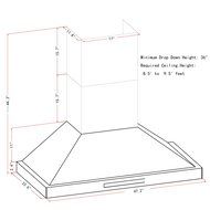 AKDY 30"/36"/42"/48" Wall Mount Type Stainless Steel Touch Control Halogen Light Lamp Kitchen Cooking Fan Vent... N8