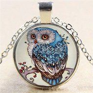 Vintage Retro Punk Cabochon Glass Pendant Silver Bronze Chain Necklace Jewelry N5