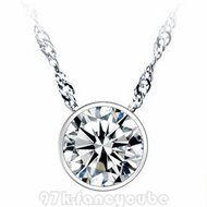 XPP 97F Round Single Rhinestone Silver plated Pendant Necklace Lovers Gift N2