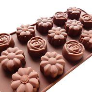 Chocolate Flower Cake Mold, Ludan 15 Cavity Flower Style Silicone Gel Non Stick Cake Bread Mousse Ice Pudding... N4