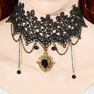 Retro Gothic Steampunk Flower Lace Choker Necklace Jewelry Beads Fashion