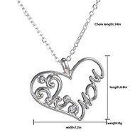 Fashion Jewelry Mother's Gift Lady Crystal Silver Heart Mom Pendant Necklace Hot N2