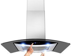 AKDY New 36" European Style Island Mount Stainless Steel Glass Range Hood Vent Touch Control AZ-H603B-90 N2
