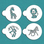 Sher Jungle Animals Cookie Stencil, Cupcake Stencil, Stencil for Cake Decorating, N3