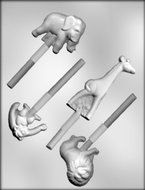 CK Products Giraffe, Monkey, Elephant, and Lion Sucker Chocolate Mold