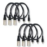GLS Audio 3ft Patch Cable Cords - XLR Male To RCA Black Cables - 3' Home Series Cord - 6 PACK