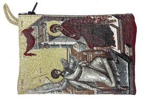 Annunciation of Virgin Mary Rosary Icon Pouch Tapestry Prayer Keepsake Case 5.7&quot;