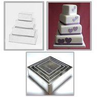 4 TIER CHRISTMAS SQUARE WEDDING BAKING CAKE TINS PANS 6&quot; 8&quot; 10&quot; 12&quot; ALL 4&quot; DEEP