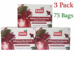 Badia Hibiscus Tea/Sorrel (3 Pack) 75 Bags(Natural Antioxidant)