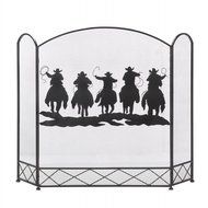 AW Rustic Western Country Texas Riding Cowboys Tri-Fold FIREPLACE SCREEN