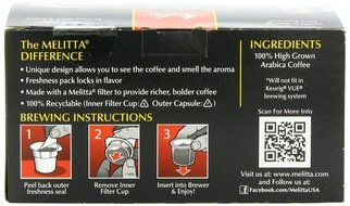 Melitta Single Cup Coffee for K-Cup Brewers, Cafe de Europa Vienna Roast, Dark Roast, 5.08 oz - 12 Count