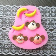 The Best U Want Cute little cartoon monkey cute fashion silicone cake mold DIY holiday gift chocolate biscuit...