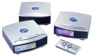 Sharper Image Bedside CD/AM/FM Stereo &amp; Dual Alarm Clocks with Remote Control and Powered Subwoofer GT800 - CD...