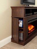 Electric Fireplace Media Entertainment Center with Side Storage Compartments
