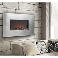 Silver Metal 35-inch Wall Mount Remote Controlled Electric Firebox