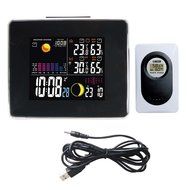 Wireless RF Weather Station Black with LED Backlight Indoor Outdoor Temperature Humidity Barometer Digital Clock N4