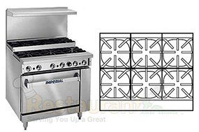 Imperial Commercial Restaurant Range 36&quot; Step Up 6 Burners 1 Convection Oven Natural Gas Ir-6-Su-C