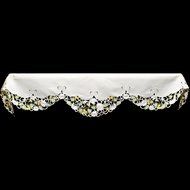 19" X 90" Wide Fireplace Mantel Scarf with White Daisy on White and Cut Work