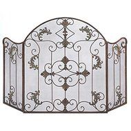 Decorative Foldable Brown Finish Floral 3-Panel Fireplace Screen Features A Dramatic Arched Shape Embellished...