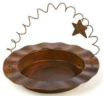 Rustic Tin Decorative Pan or Pie Pan with Decorative Scroll to and Primitive Star - Package of 4 N2