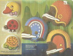 Wilton Cake Pan: Mini Football Helmets/Cool Critters - Ducks, Insects, Turtles, Lady Bugs (2105-4308, 1984)