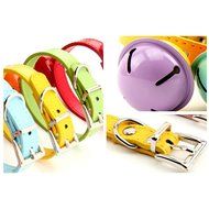 KAKA(TM) Pets Dog Cute Bell Metal Button PU Leather Colorful Dog Collar Green Neck:9.84"
