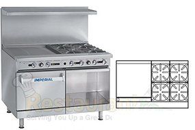 Imperial Commercial Restaurant Range 48&quot; With 4 Burner 24&quot; Griddle Oven/Cabinet Nat Gas Ir-4-G24-C-Xb