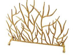 Gold Twig Branch Iron Firescreen | Open Tree Metal Fireplace Screen