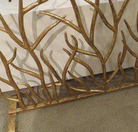 Gold Twig Branch Iron Firescreen | Open Tree Metal Fireplace Screen N2
