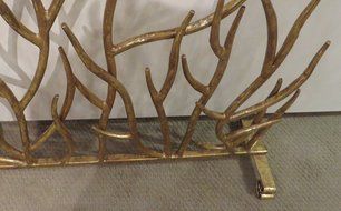 Gold Twig Branch Iron Firescreen | Open Tree Metal Fireplace Screen N3