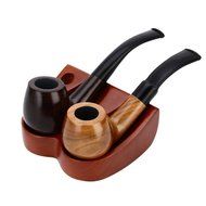 Scotte(TM) Solid wood tobacco pipe stand/rack for holder 2 smoking pipe