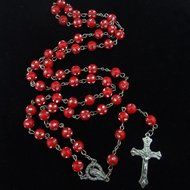 Unique Plastic Beads Rosary Muliticolor Catholic Necklace Cross N2