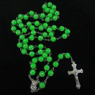Unique Plastic Beads Rosary Muliticolor Catholic Necklace Cross N3