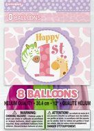 Pink Safari First Birthday Party Blowers, 8ct N15