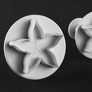 Sher Small Five-Petal-Flower Shape Cake and Cookie Cutter Mold with Plunger (3 Pieces) N3