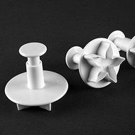 Sher Small Five-Petal-Flower Shape Cake and Cookie Cutter Mold with Plunger (3 Pieces) N4