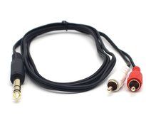 Duttek 5Feet/1.5M 6.35mm 1/4 inch TRS Stereo Jack Male to 2 RCA Male Audio Cable Splitter Adapter(635MTRS-M2RCA) N3
