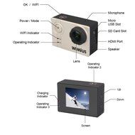 WiMiUS&reg; Waterproof Action Camera 16MP 2K WiFi Sports Camera Ambarella Built-in WiFi Helmet Cam HD Camcorder N27