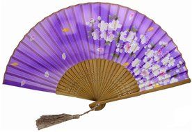 TANG DYNASTY(TM) High Quality Japanese Silks Hand Fan Purple Handheld Fan Jhf-150