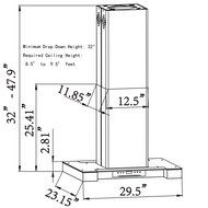 Golden Vantage 30" Stainless Steel Island Mount Range Hood With Touch Screen Display Light Lamp Baffle Filter N9