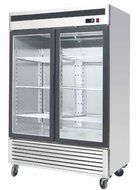 55" Freezer Double Glass Doors Stainless Steel Reach-in Commercial Grade Restaurant - 45 Cu. Ft. - Auto Defrost...