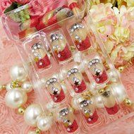 Spritech(TM) 24 Pre Design Elegant Flower Bling Rhinestone Fake Nail Piece for Bride Salon Laday Daily Use N5