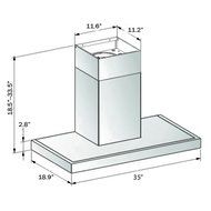AKDY AIR27PS336 36" Island Mount Ducted Range Hood with 870 CFM Motor 3 Speed Fan Levels Ultra Quiet Operation... N4