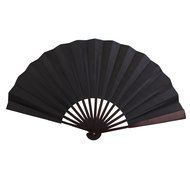 Men's Spun Silk Blank Hand Fan Calligraphy Writing Dancing Folding Fan Fancy Dress Accessory Black N2