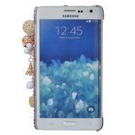 Spritech(TM) Bling Phone Case For Samsung Galaxy Note Edge,3D Handmade Silver Crystal White Flower Butterfly Accessary...