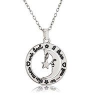 I Love You To The Moon And Back Silver Crescent Star 18" Necklace Women Gift